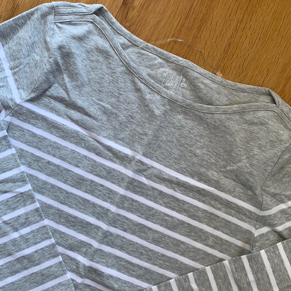 TIME AND TRU Striped Boat Neck Top • S - Picture 3 of 3